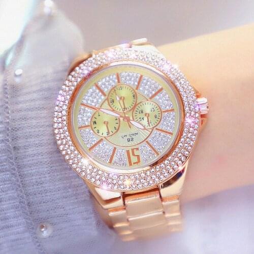 2020 Big Dial Ladies Wrist Watches Luxury Brand Crystal Rose Gold Female Watches Stainless Steel Diamond Women Wristwatches 2020