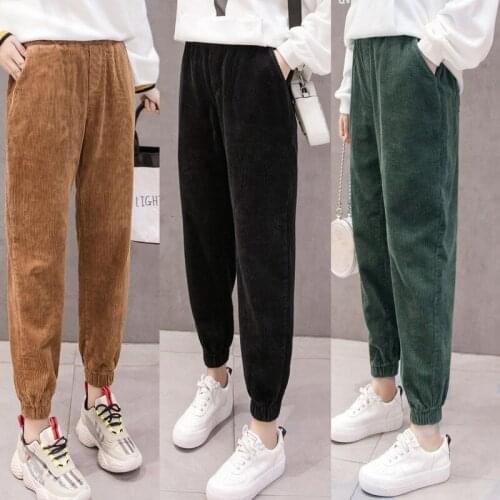 Womens New Autumn and Winter Corduroy Pants, Female Carrot Pants, Korean Loose-fitting Casual Pants, Corduroy Harem Pants