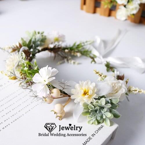 CC Flower Hairbands Wedding Hair Accessories for Women Engagement Jewelry Vacation Garland Tiaras Flowers 100% Handmade 58377
