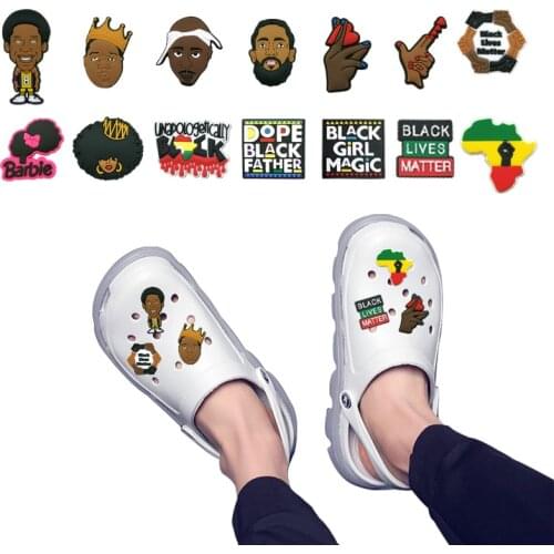1pcs Black Lives Matter Shoe Charms BLM Black Girl Magic Shoe Decorations Accessories for Clog Mexican Style Shoe Ornaments