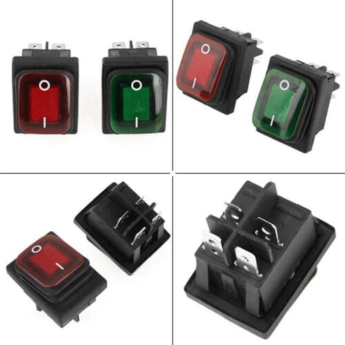 4 pcs /set Black Waterproof 4 Pin 2 Position ON-OFF Red Green Lamp Rocker Switch Rotary Switch