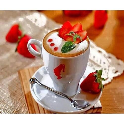 5D DIY Diamond Painting Coffee Scenery Full Square/ Round Diamond Painting Rhinestone Cross Stitch Crystal Wall Painting Gift