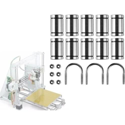 3D Printer Accessories Prusa I3 MK2/MK2S/MK3 3pcs U-Bolts+10Pcs Straight Line Linear Bearings LM 8UU+M3 Gasket Kit