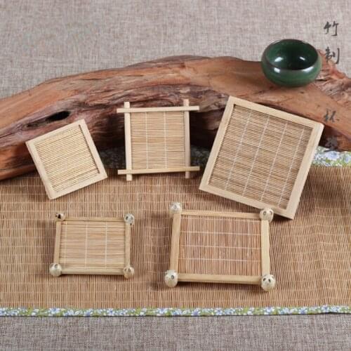 Bamboo Crafts Well-Shaped Coaster Bamboo Pot Tea Cup Holder Tea Set Tea Ceremony Utensil Accessories