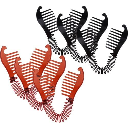 Black/Brown 6.3x2.8 inch Banana Clip Hair Clincher Interlocking Two Sides Hair Comb Strong Interlocking Teeth Flexible