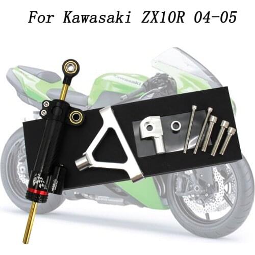 Acing Motorcycle CNC Steering Damper Stabilizer Buffer Control Bar With Mounting Bracket Kit Full Set For Kawasaki ZX10R 04-05