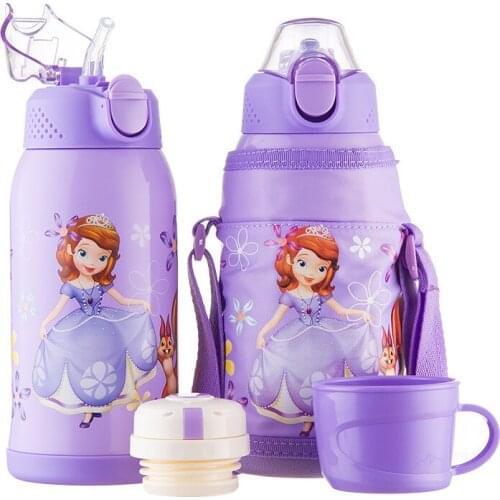 Disney Insulation Cup 600ml Double Head Replacement Strap Kettle Child Leakproof Cup Cover 304 Stainless Steel Thermos