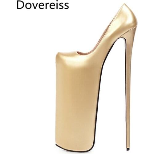 Dovereiss Fashion Womens Shoes summer Stilettos heels sexy new gold silver Slip on Party shoes concise Platform Pumps 33-50