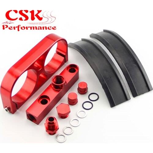 Dual Twin Fuel Pump Bracket Billet Assembly Outlet Manifold Fits For 044 Fuel Pump Black/Blue/Red