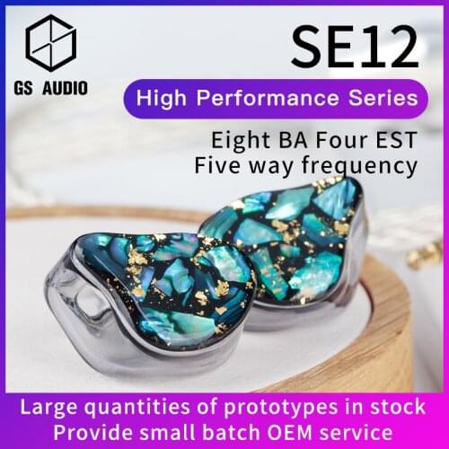 GS AUDIO SE12 8BA+4EST Hybrid Driver HiFi In-Ear Earphones with 0.78 2pin Detachable Cable IEMs for Audiophiles Musician