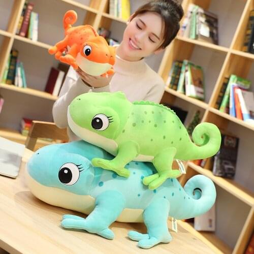 30-60cm Cute Simulation Chameleon Plush Toys Lovely Cartoon Lizard Animal Doll Soft Stuffed Pillows for Kids Girls Boys Gift