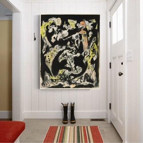 Citon Jackson Pollock《Untitled.5》Canvas Modern Art Oil Painting World Famous Artwork Poster Picture Wall Decor Home Decoration