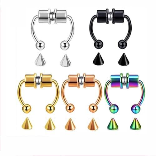 2021 Nose Ring Reusable Alloy Fake Magnetic Horseshoe Non Piercing Hoop Jewelry for Party Bar