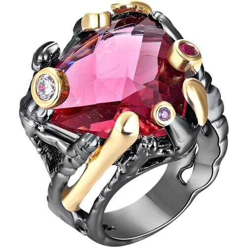 New Party Rings For Women Setting with Fuchsia Cubic Zirconia Lead Free Fashion ring