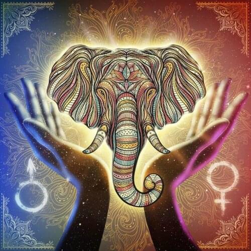 Square/Round 5D Diamond Painting Elephant and hand Diamond Mosaic Picture Of Rhinestone DIY Diamond Embroidery Full Display