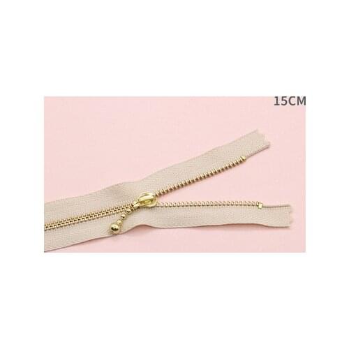 Free shipping 10pcs/lot Beige 15cm gold teeth zipper metal zipper water head diy craft bag zipper closed end zipper