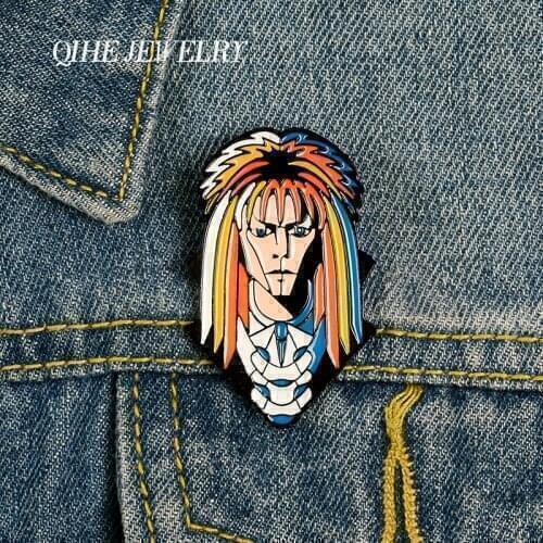 QIHE JEWELRY Rock Singer David Bowie Pins Music Figures Enamel Pins Metal Brooches Badges Denim Clothes Women Pins Fans Gifts