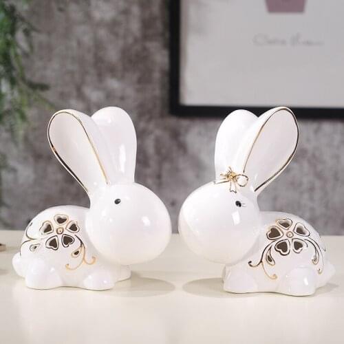 Creative adorable cartoon ceramic rabbit living room decoration, home furnishings TV cabinet ornaments, wedding gifts