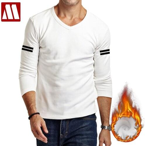 Long Sleeve Thermal Shirt Casual Winter Cotton Thick Tshirt Basic Tee Tops Mens Brand Fitness Warm T Shirts Blusas Sweatshirts