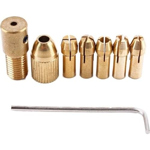 8-Piece 0.5-3mm Drill Chuck Collets Set of Quick Chuck for Mini Tools Copper Drill Folder Copper Cap Axis Drill Collet Tool Kit