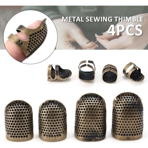 4pcs Metal Finger Thimbles Antique Thimble Ring Long Nail Thimbles Sewing Machine Handworking Pin Needle Tools