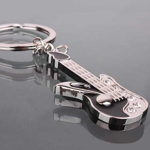 2017 New Fashion Keychain Mini Guitar Key Ring Keyring Chain Crystal Cute Gadgets 1VAC 4TET