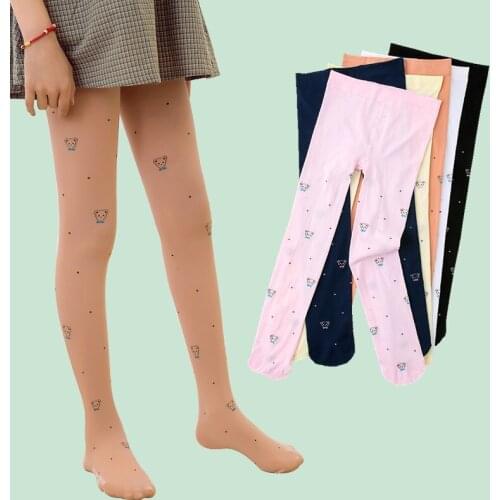 2021 New Baby Girl Socks Bear White Stockings Tights Girls High Elastic Velvet Dance Baby Girl Socks