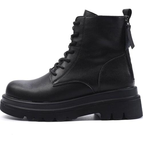 Fashion Autumn Winter New Leather Snow Women Boots Shoes Motorcycle with Warm Vintage Classic Female Military Booties