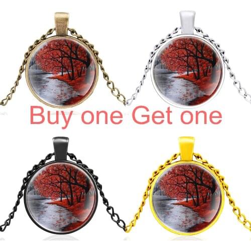 Oil Painting Landscape Glass Dome Pendant Necklace Men Women High Quality Jewelry Accessories Best Gifts