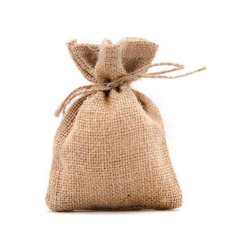 Hessian Gift Pouch 8x12cm Burlap Drawstring Bag Rustic Wedding Party Favor Holders 10pcs/lot