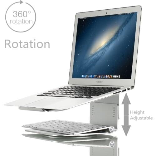 U3 Height Adjustable Aluminum Alloy Laptop Cooling Stand 360 Rotation Ergonomic 10-17 inch Notebook Holder for MacBook Air Pro