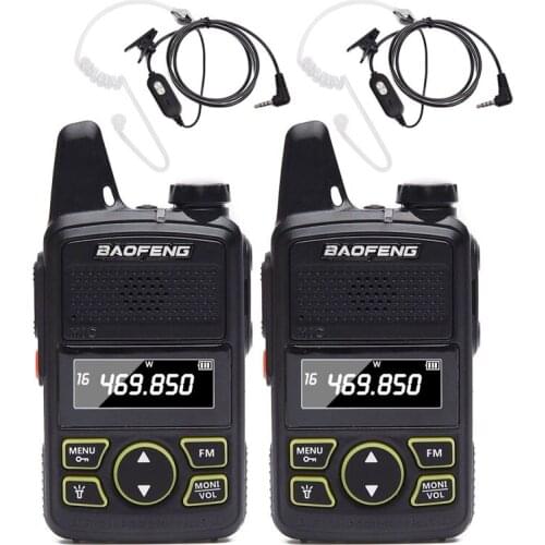 2Pcs BAOFENG BF-T1 MINI Two Way Radio UHF 400-470mhz 20CH BFT1 Portable Walkie Talkie BF T1 Ham CB Radio+Acoustic Tube Headset