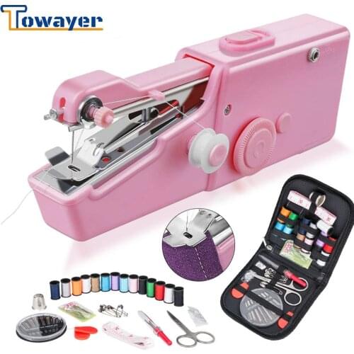 Portable Mini Hand Sewing Machine Electric Stitch Household Cordless Needlework Set for Quick Repairs DIY Clothes Stitchin