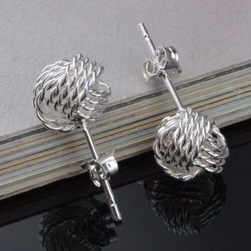 Silver Plated Earrings Geometric Braided Twist Stud Earrings For Women Earing Jewelry Earring Gold Color Earings Kolczyki Gift