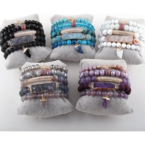 MD Fashion Beaded Jewelry Bracelet Beautiful Natural Stone Charm 5pc Bracelets Sets For Women Jewelryes DropShip