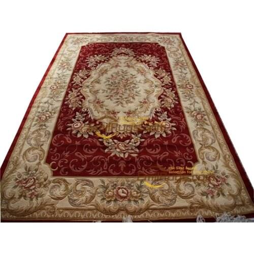 Luxury carpet machine washable French Aubusson Weave Design Reversible Knitted