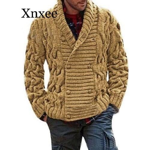 Thick Men Sweaters Coat Winter Thicken Twist Sweaters Jacket Casual Warm Knitting Double-breasted Jumper Mens Cardigan Sweater