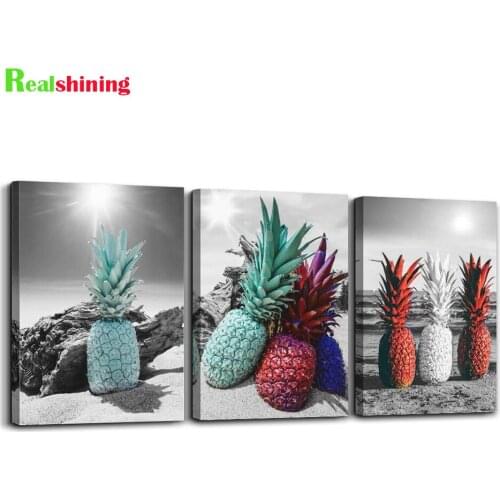 Triptych Black and white landscape pineapple Full Square Diamond Painting Cross Stitch Kits For Room Christmas Home Decor N2334