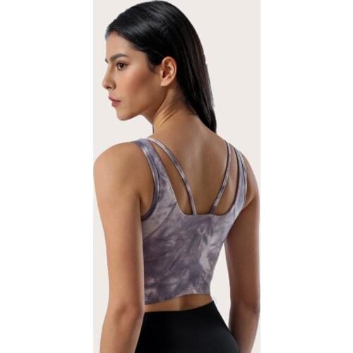 2021 Fitness Crop Top Women Sports Bra High Elastic Gym Underwear Running Tie Dye Yoga Blouse High Elastic Sexy Workout Vest
