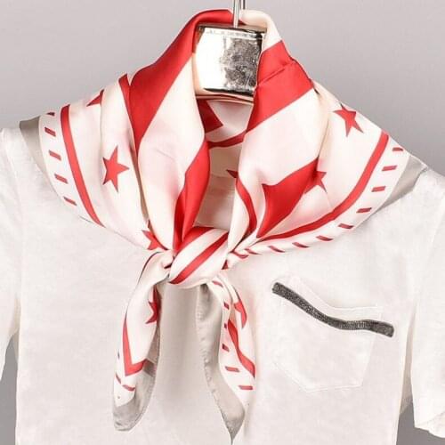 2020 new two-color stars stripes Satin square Hairband hijab cool shawl ladies foulard femme headband hair bufanda mujer shawl