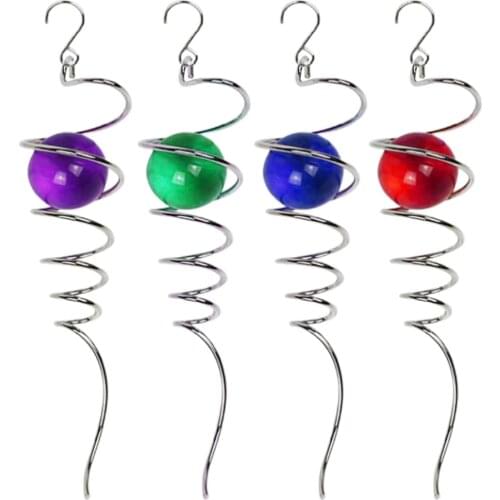 Gazing Ball with Spiral Tail Hanging Art Wind Spinner Stabilizer