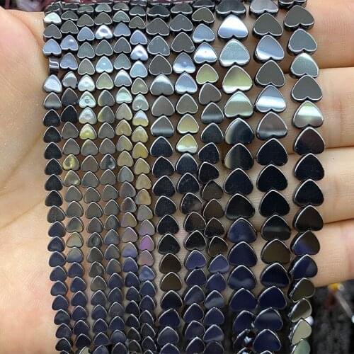 YWROLE Black Hematite Natural Stone Geometric Love Shape Spacer Beads For Jewelry Making DIY Bracelet Neckalce 4/6/8/10mm