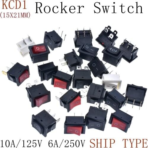 10PCS Rocker Switch KCD1-101 ON-OFF / ON-OFF-ON / 2Pins / 3Pins / 4Pins / 6Pins Toy Switch / Power Switch 6A 250V / 10A 125V AC