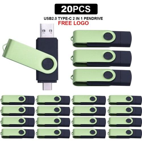 20pcs/lot metal Type-C pen drive 64GB flash usb memory 4GB 8GB pendrive 16GB 32GB usb flash drive 128GB cle usb flash stick gift