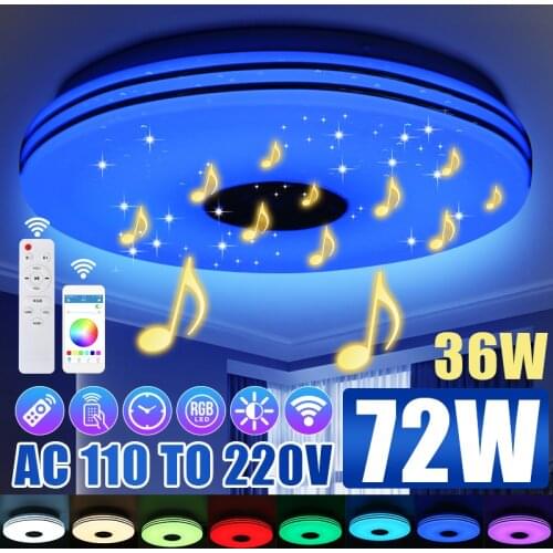 36W 72W RGB Dimmable Music Ceiling Light Remote&APP Control Smart LED Ceiling Lamp for Home bluetooth Speaker Lighting Fixture