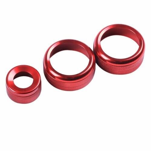 3X Red Aluminum Alloy Console Volume Switch Ring Car Audio Switch Trim Cover AC Trim Knob Parts For BMW 3 4 Series GT 2013-2019