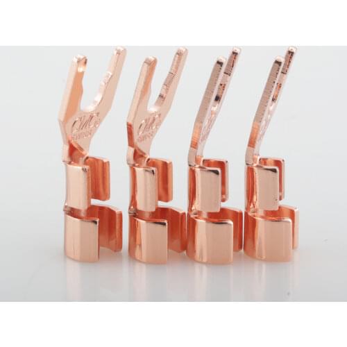 Free shipping 8pieces CMC 6005 Pure Copper Speaker Y Spades plug,Fork connector Plug for audio speaker cable