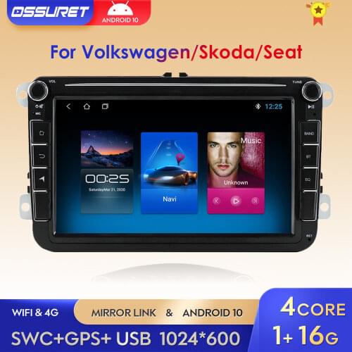 8 Inch Quad Core Android 10 Double Din Car GPS Navigation Autoradio Player for VW Jetta Polo Golf Passat Leon NON DVD Player