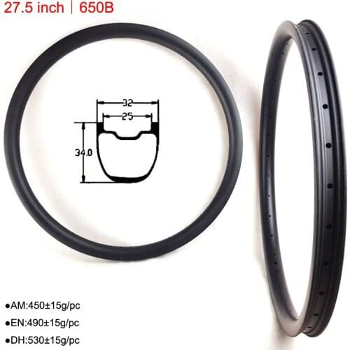 FIC 27.5 inch 32mm wide 34mm depth carbon hookless tubeless mtb rim 650B AM Enduro DH 28 32 36 hole tubeless MTB bicycle rim