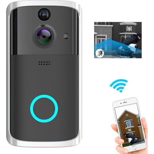 Wireless Security Doorbell Smart Wifi Video Welcome Bell with 720P HD Camera Night Vision Motion Detection for Home Apartments